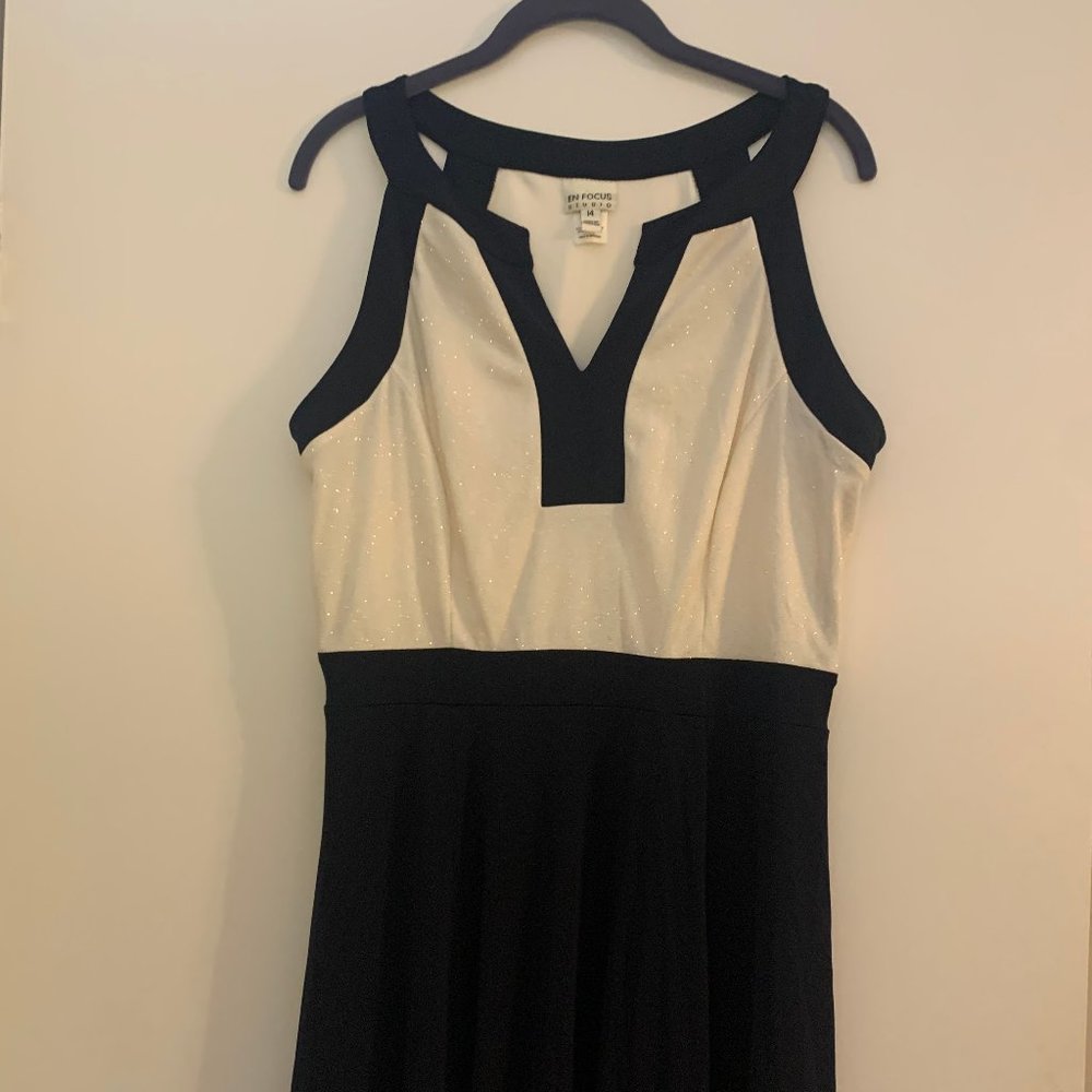 En Focus Studio Size 14 White/Navy Dress